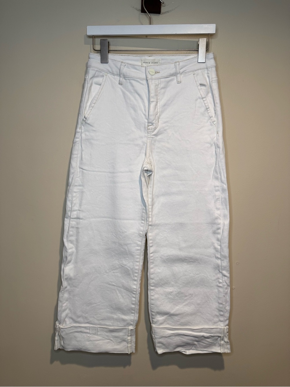 Risen Jeans Barrel wide leg jeans tummy control in Ivory white size 5 / 27 - Picture 3 of 11